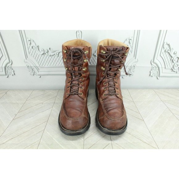 LL Bean Kangaroo Brown Leather Vibram Mid Upland Hunting Boots Size 11 M - Picture 5 of 9